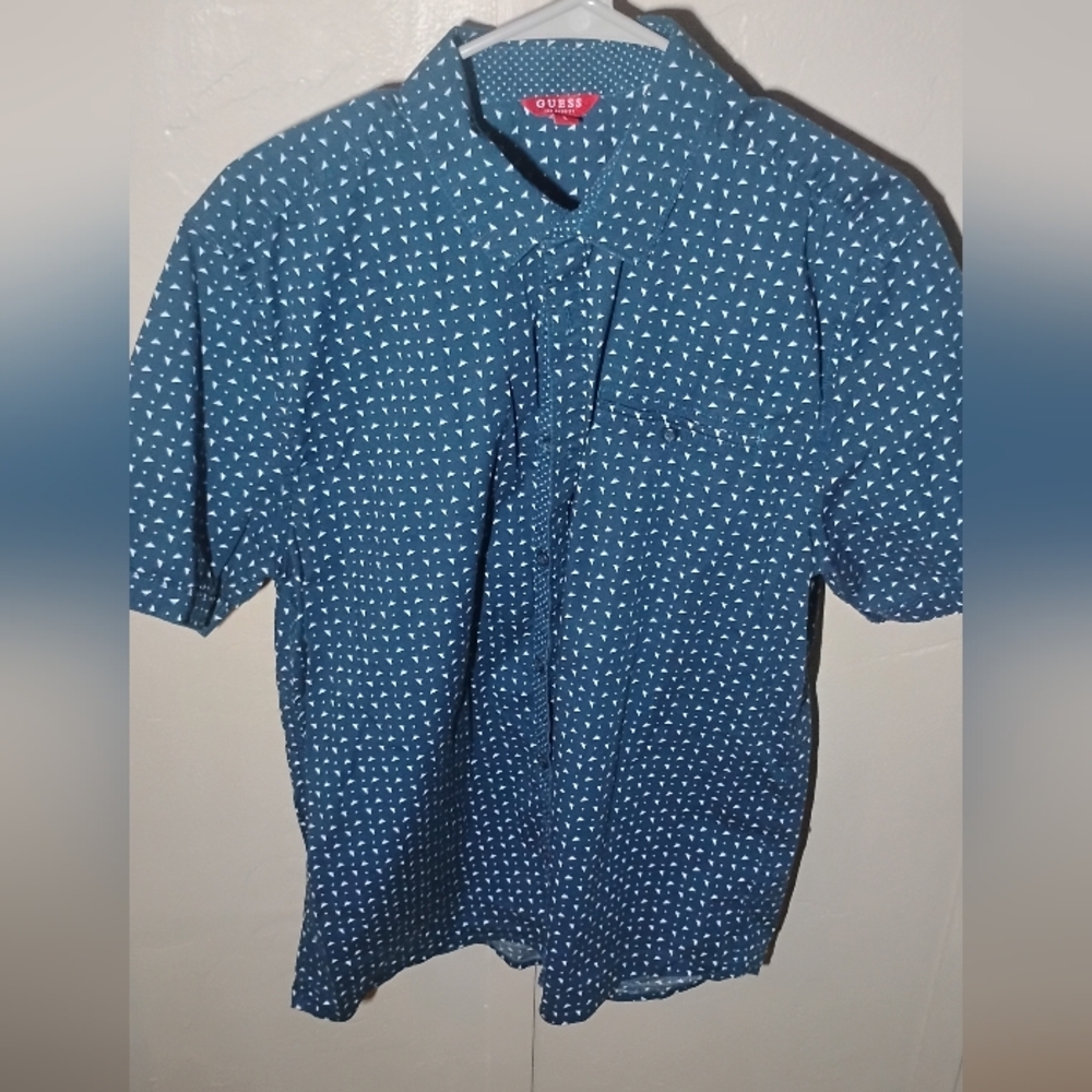 Guess Blue Patterned mens dress shirt